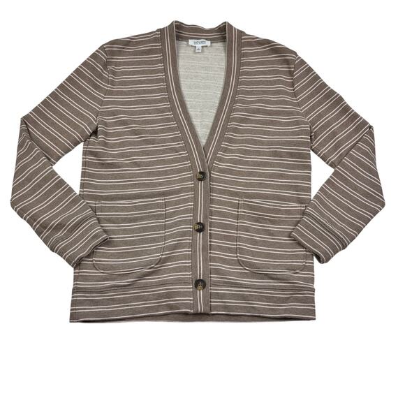 Haven Well Within Minimalist Striped Cotton Button Front Cardigan Women's SZ XS - Picture 1 of 5